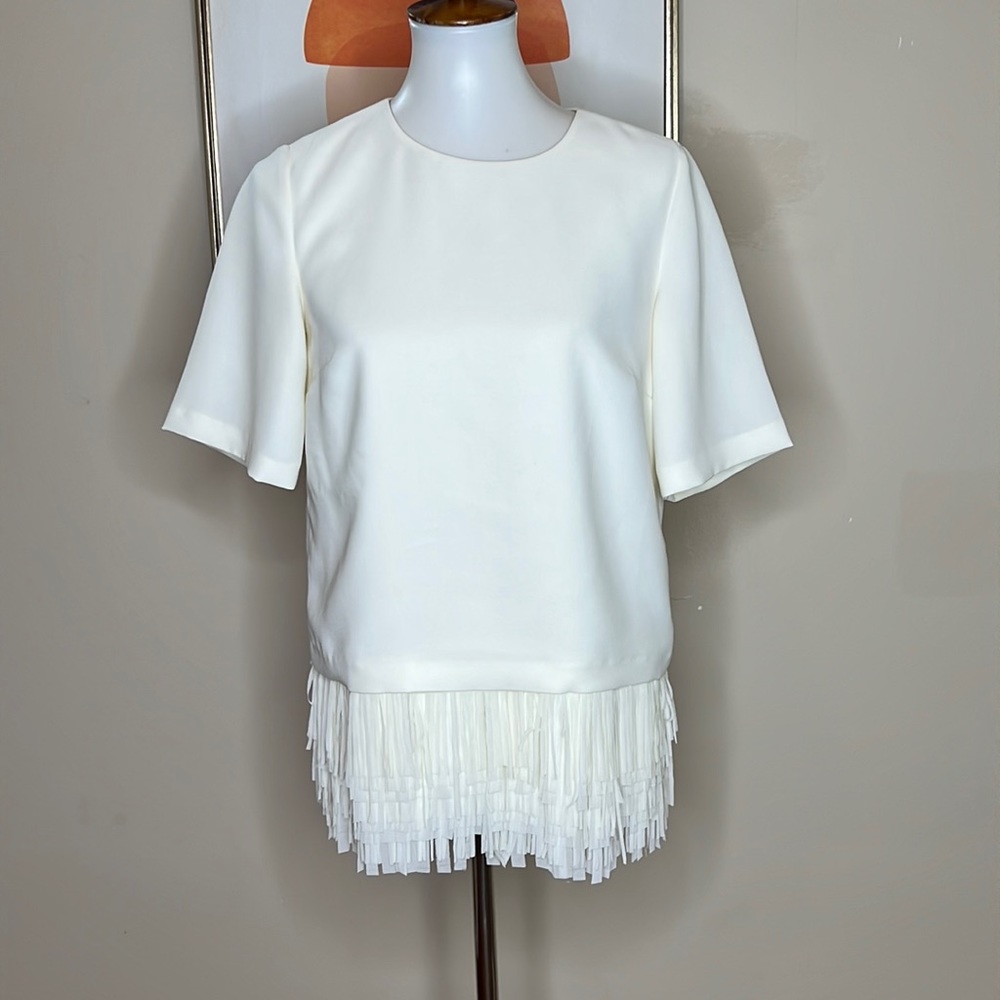 Banana Republic fringed short sleeve blouse